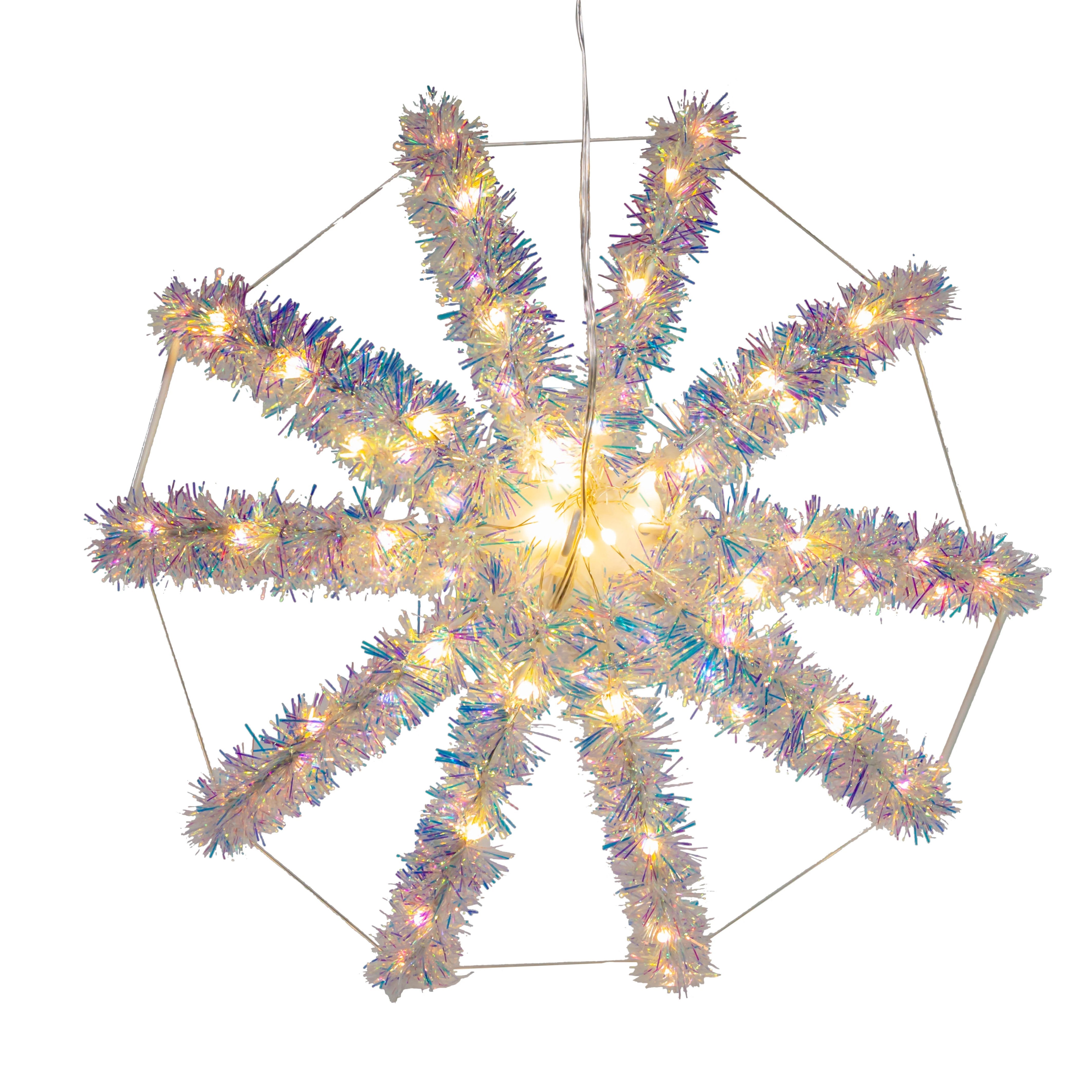 Kurt Adler 12-Inch Warm White LED Tinsel Foldable Sphere